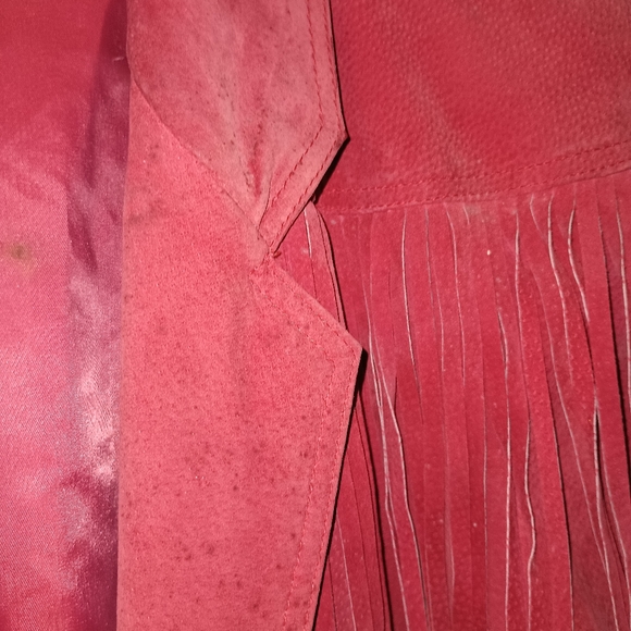 VINTAGE Red fringe jacket with shoulder pads! From the 80s! - Picture 6 of 11